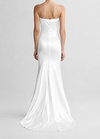 Strapless Mermaid Dress in Satin Marina Blanche