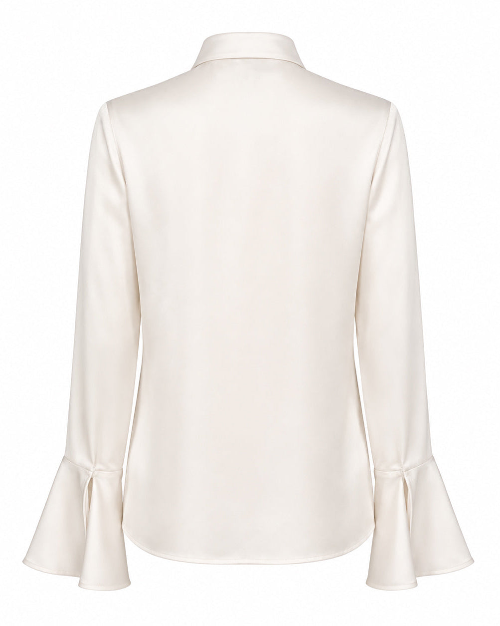 Bow Shirt in Silk Marina Blanche
