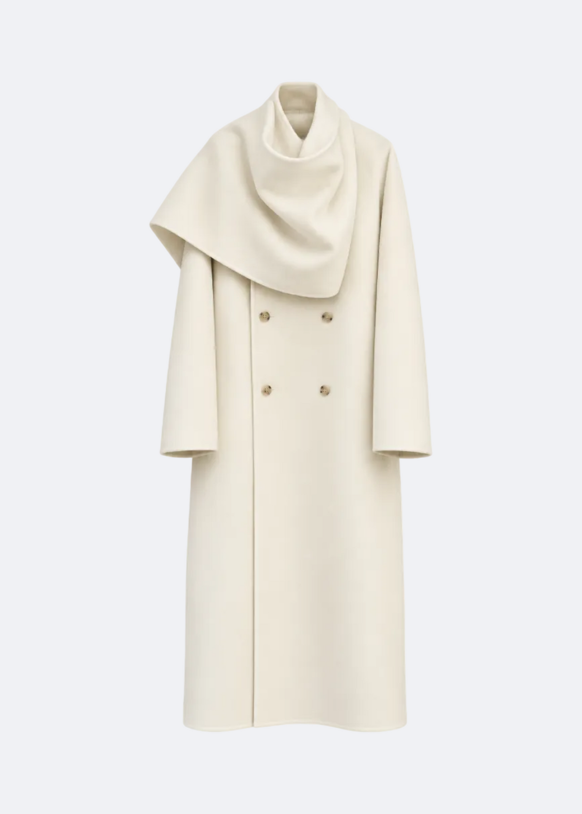 Sculptural Wool Coat with Draped Collar Marina Blanche