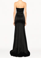 Strapless Mermaid Gown in Satin Marina Blanche