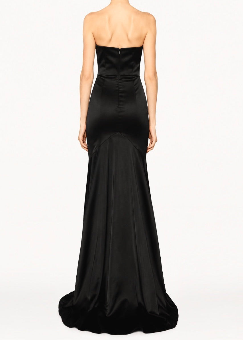 Strapless Mermaid Gown in Satin Marina Blanche