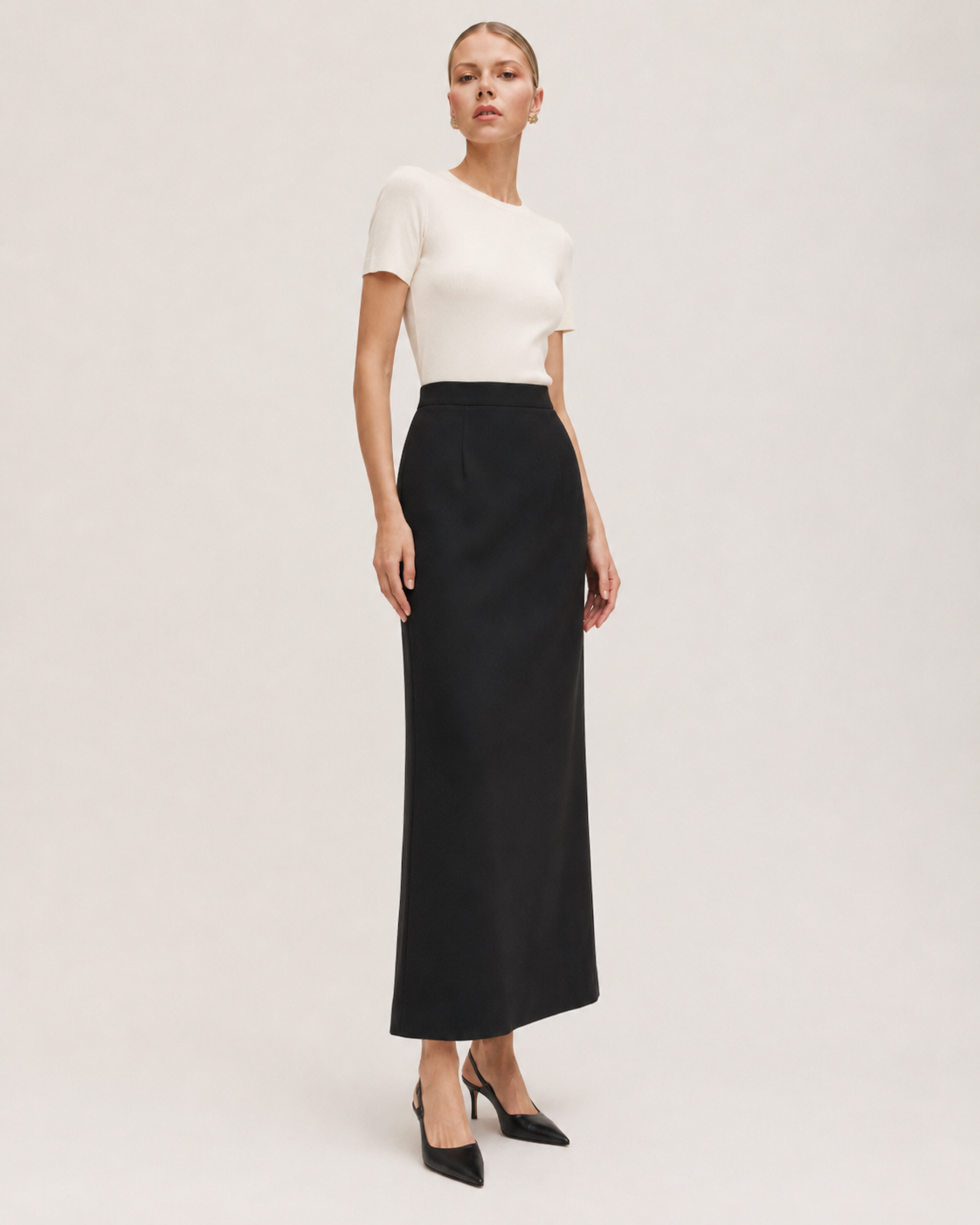Linen-Wool Maxi Skirt – Été Marina Blanche