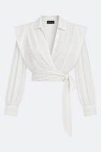 Baignade Eyelet Wrap Blouse Marina Blanche