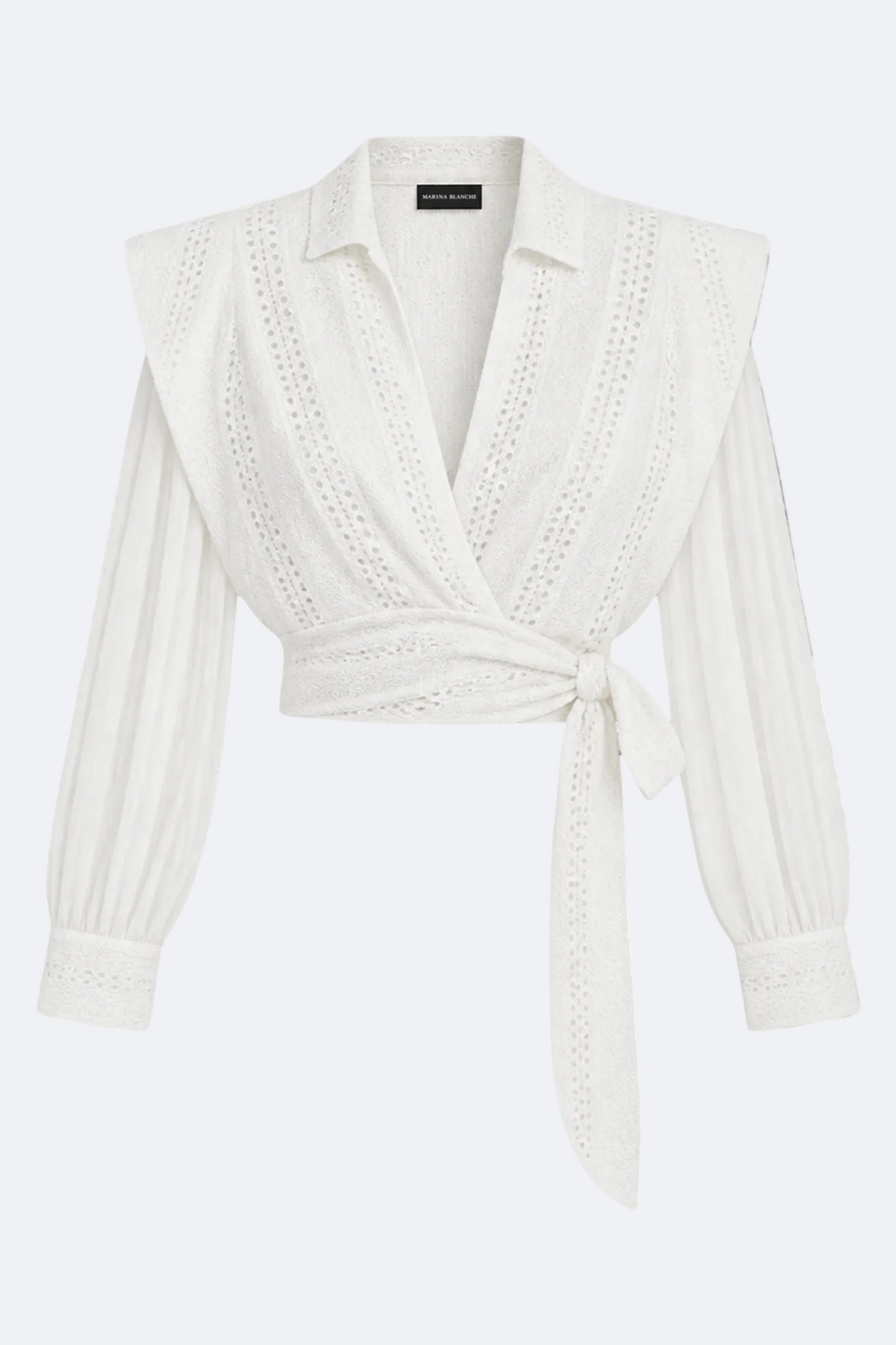 Baignade Eyelet Wrap Blouse Marina Blanche