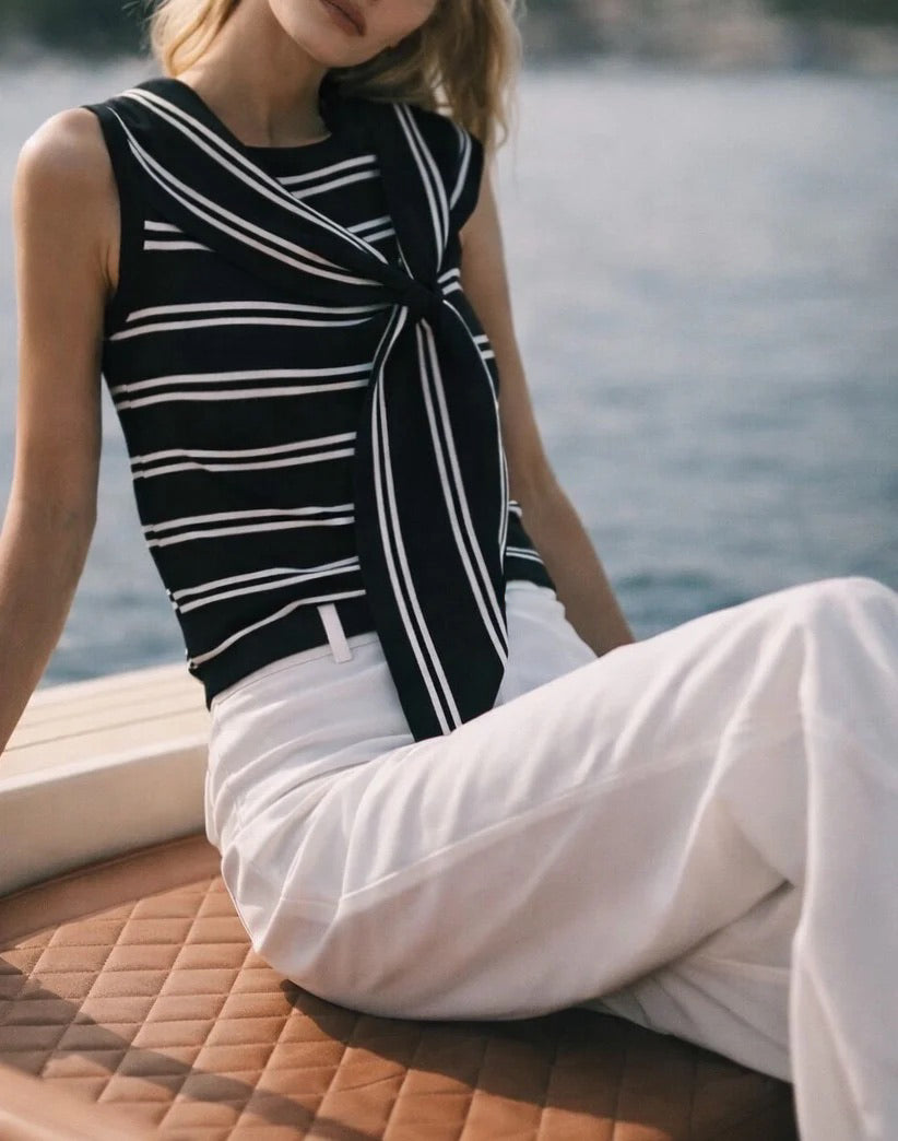 Côte Cotton Sleeveless Top Marina Blanche