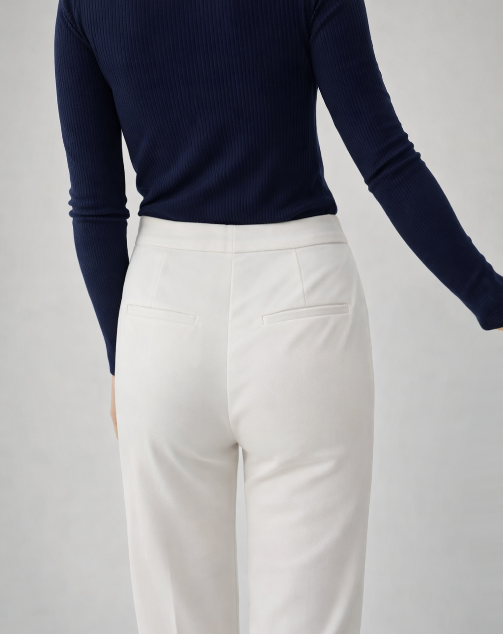 Italian Wool Wide-Leg Trousers Marina Blanche