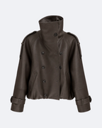 Léa Learher Peacoat Jacket Marina Blanche