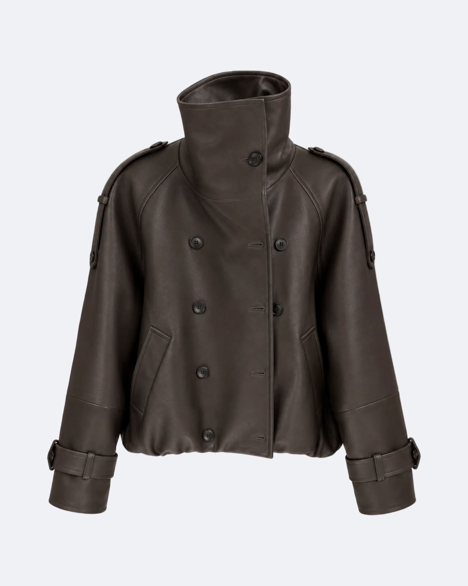 Léa Learher Peacoat Jacket Marina Blanche
