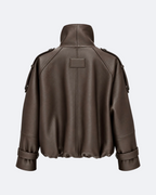 Léa Learher Peacoat Jacket Marina Blanche