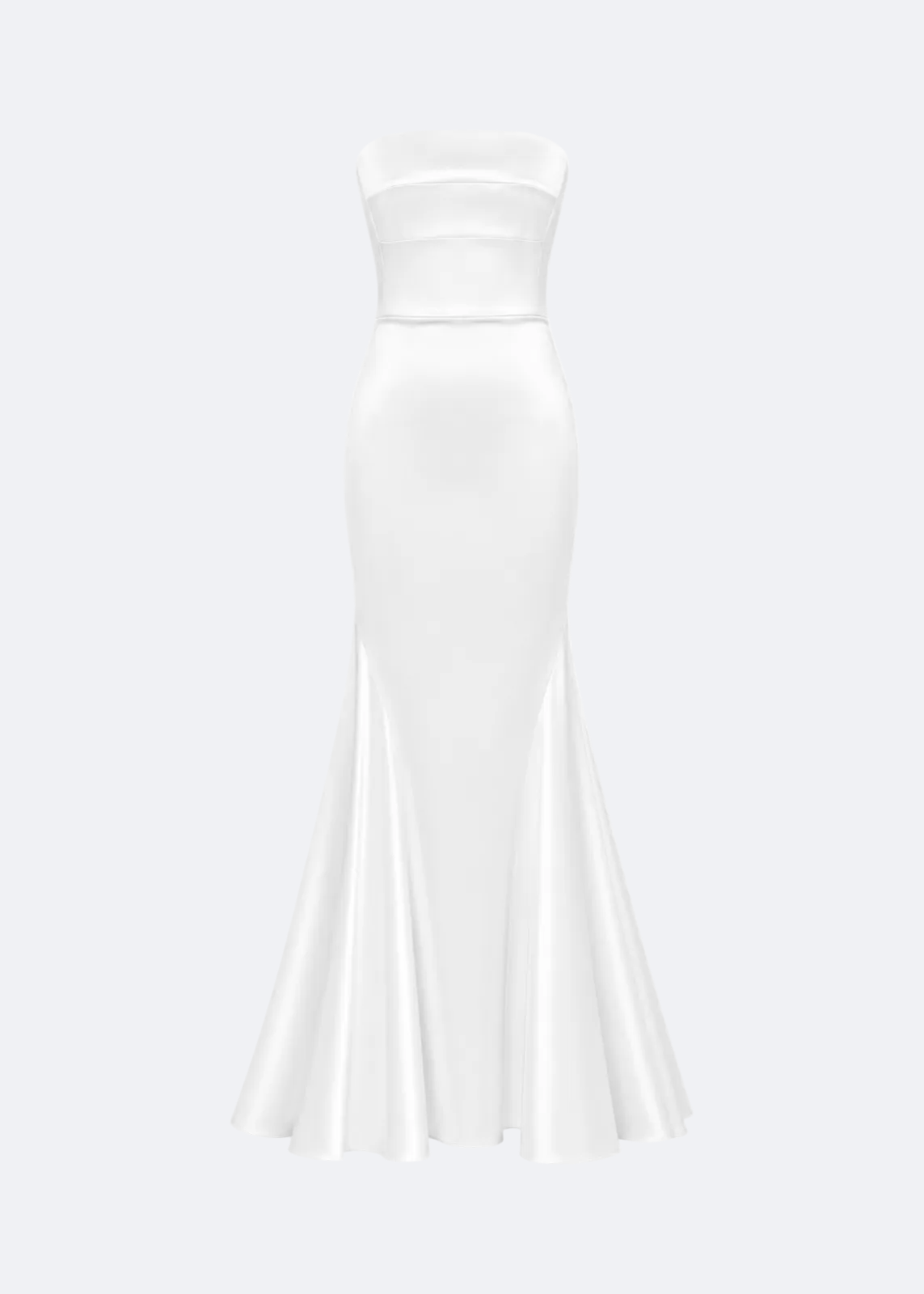 Strapless Mermaid Dress in Satin Marina Blanche