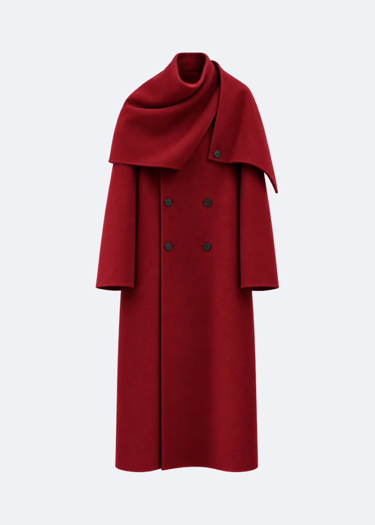 Sculptural Wool Coat with Draped Collar Marina Blanche