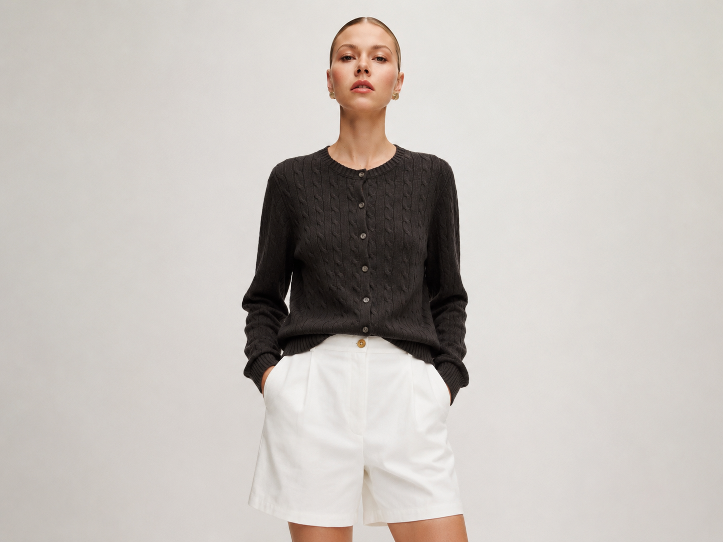 Shorts in White Linen Marina Blanche