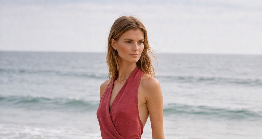 Wrap Dress in Linen and Silk Marina Blanche