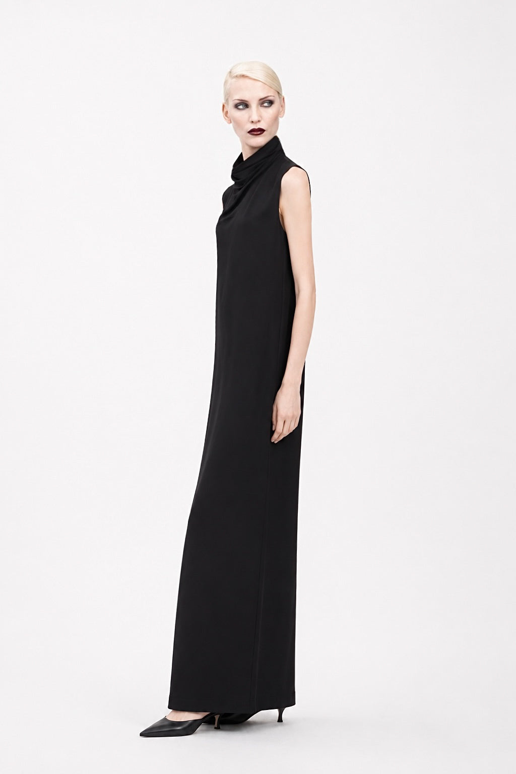 Draped High-Neck Maxi Dress Marina Blanche
