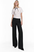 Wide-Leg Tailored Trousers in Wool Marina Blanche