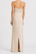 Pearl Embellished Column Dress Marina Blanche