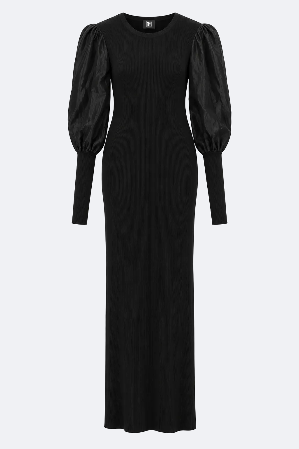 Cornola Ribbed Maxi Dress in Charcoal Marina Blanche