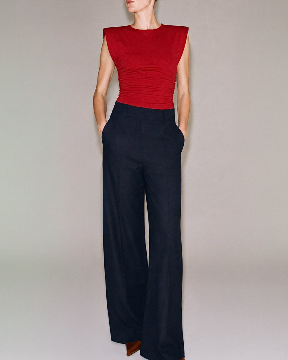 Wide-Leg Tailored Trousers Marina Blanche