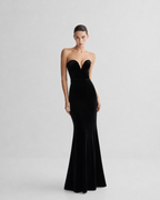 Sweetheart Maxi Dress in Velvet Marina Blanche