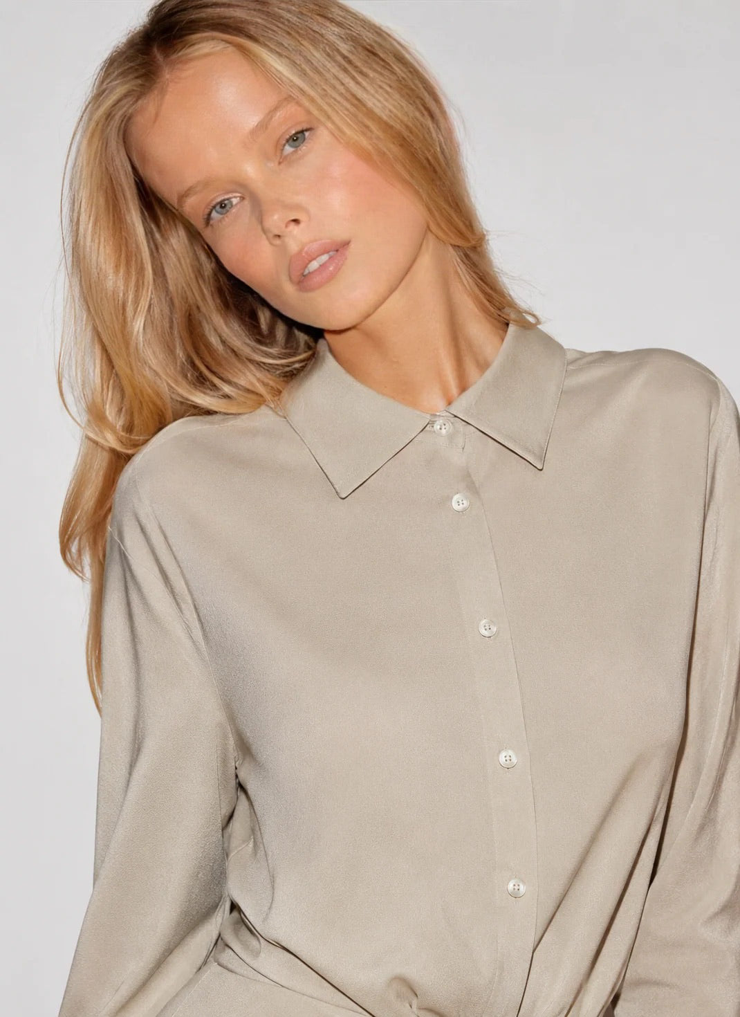 Relaxed Silk Crepe Shirt Marina Blanche