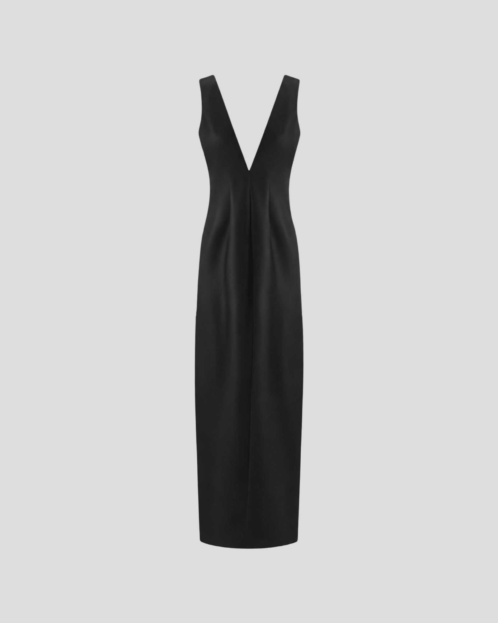 Deep V-line Dress in Wool and Viscose Marina Blanche