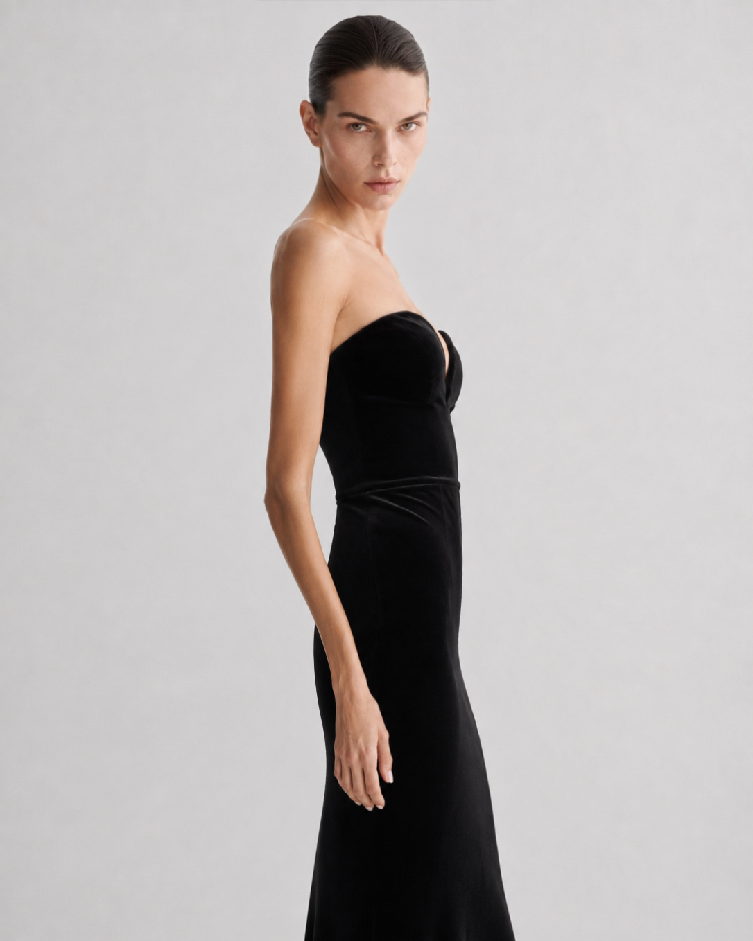 Sweetheart Velvet Mermaid Maxi Dress Marina Blanche