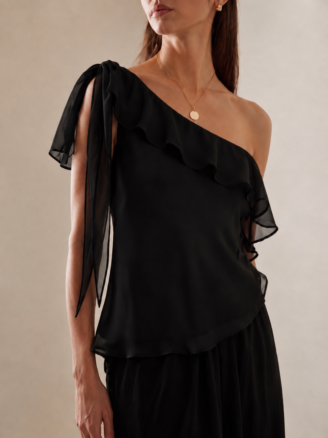 Cascading Top in Silk Marina Blanche