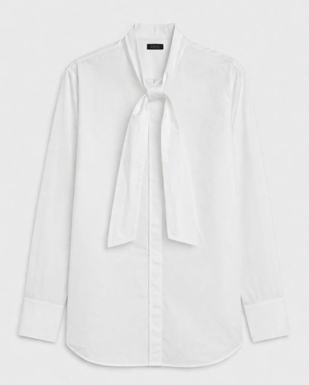 Italian Poplin Lavallière Shirt Marina Blanche
