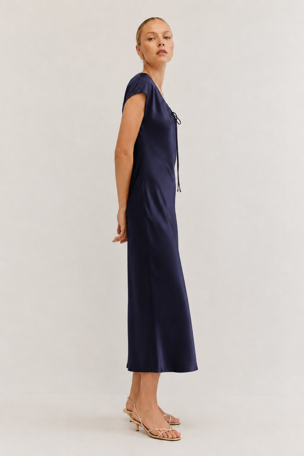 Satin Dress in Nuit de Paris Marina Blanche