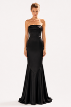 Strapless Mermaid Gown in Satin Marina Blanche