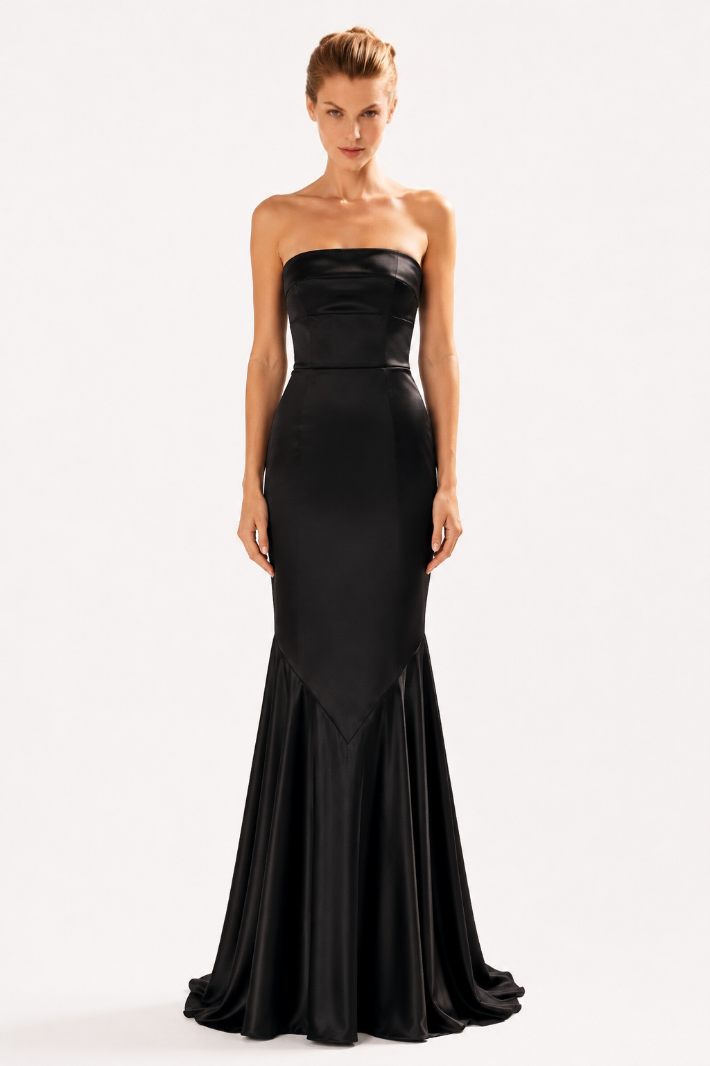Strapless Mermaid Gown in Satin Marina Blanche