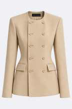 Double-Breasted Jacket in Structured Crepe Marina Blanche