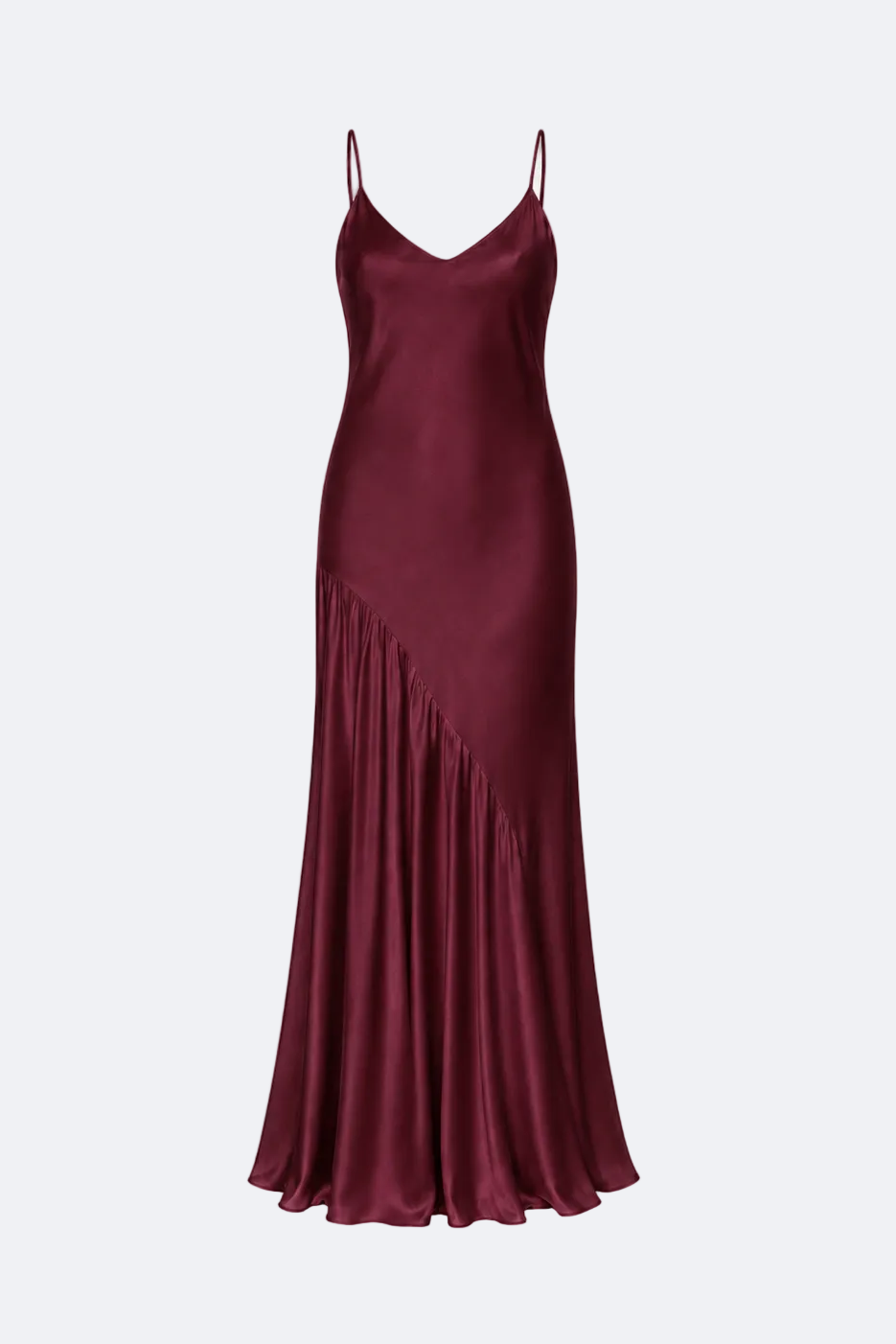 Asymmetric Gathered Satin Dress Marina Blanche