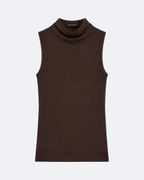 High-neck Sleeveless Top Marina Blanche