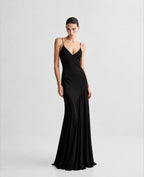 Asymmetric Gathered Satin Dress Marina Blanche