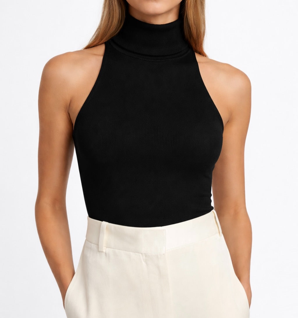 Sleeveless Ribbed Top Marina Blanche