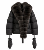 Aspen Down Jacket with Fox Fur Collar Marina Blanche