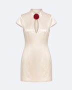 Darla Mini Satin Dress Marina Blanche