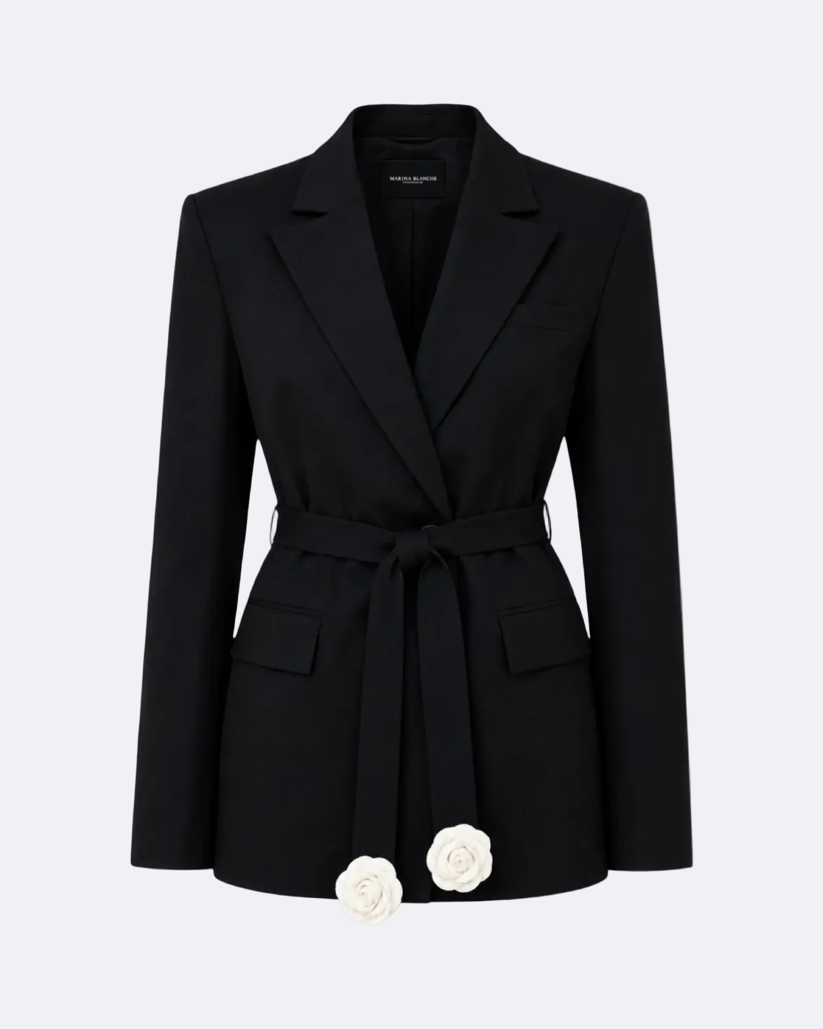 Flower Belted Jacket Marina Blanche