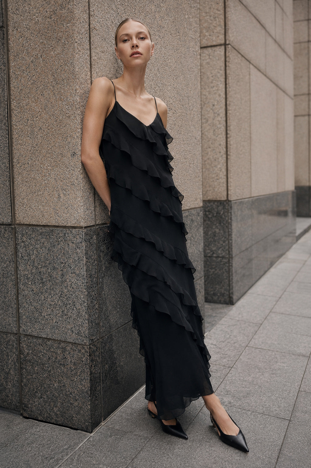 Cascading Dress Marina Blanche