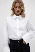 Shirt Wide Cuffs in Cotton Marina Blanche