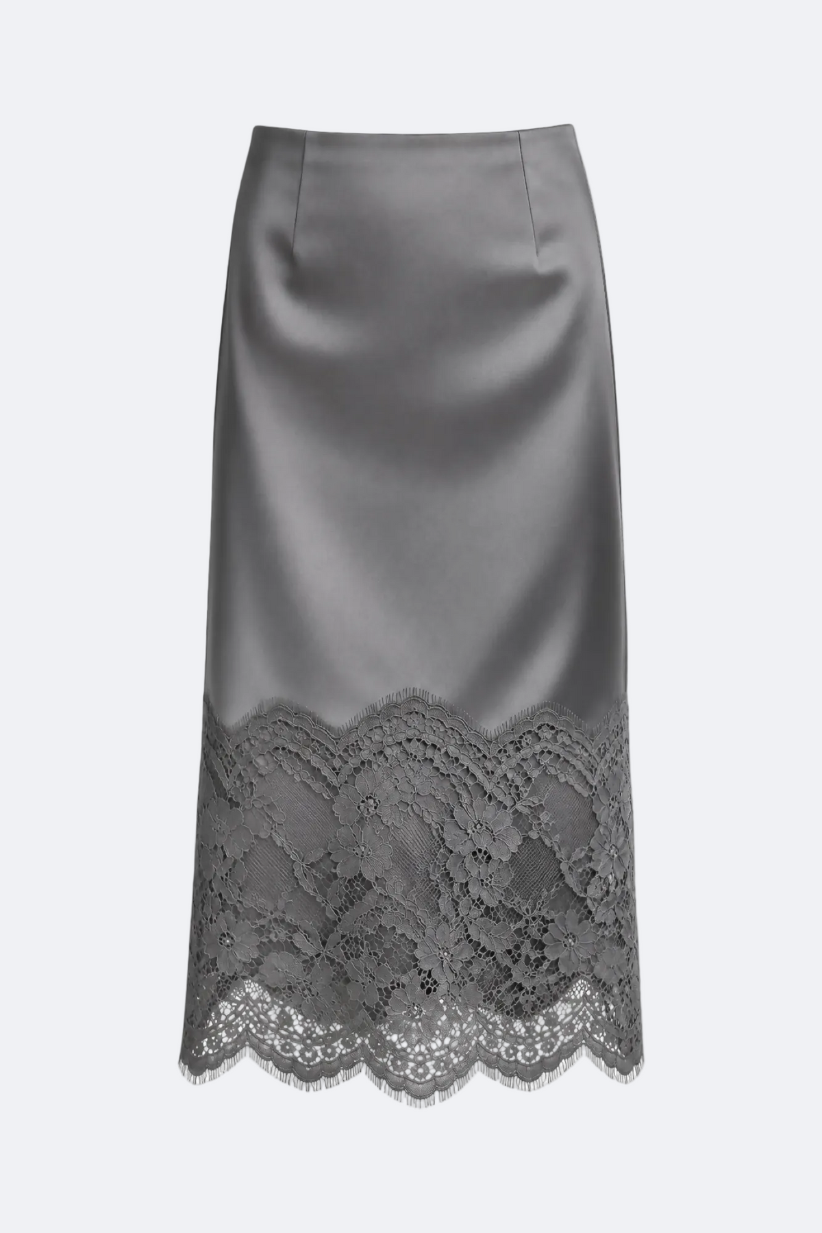 Sylvie Lace-Hem Midi Skirt Marina Blanche