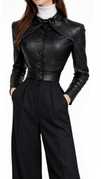 Leather Cropped Jacket