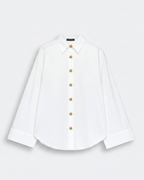 Rose Button Shirt in Cotton Marina Blanche
