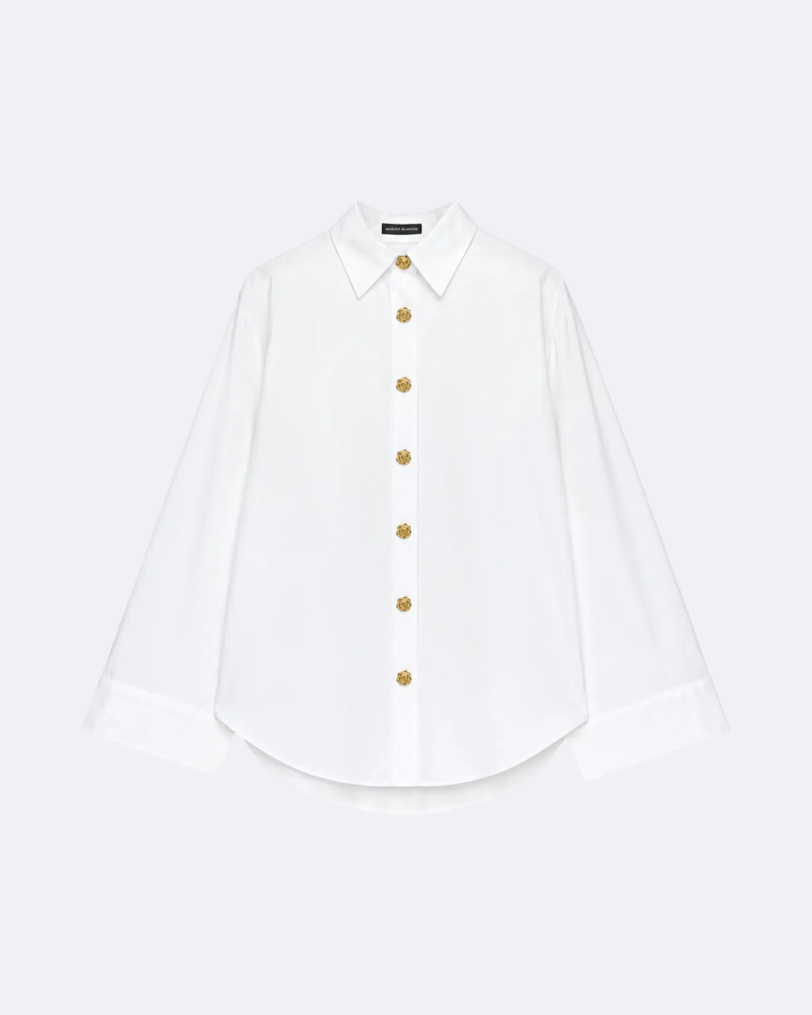 Rose Button Shirt in Cotton Marina Blanche