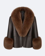 Margaux Leather and Fox Fur Jacket Marina Blanche