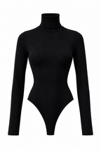 Ribbed Turtleneck Bodysuit in Cotton Marina Blanche