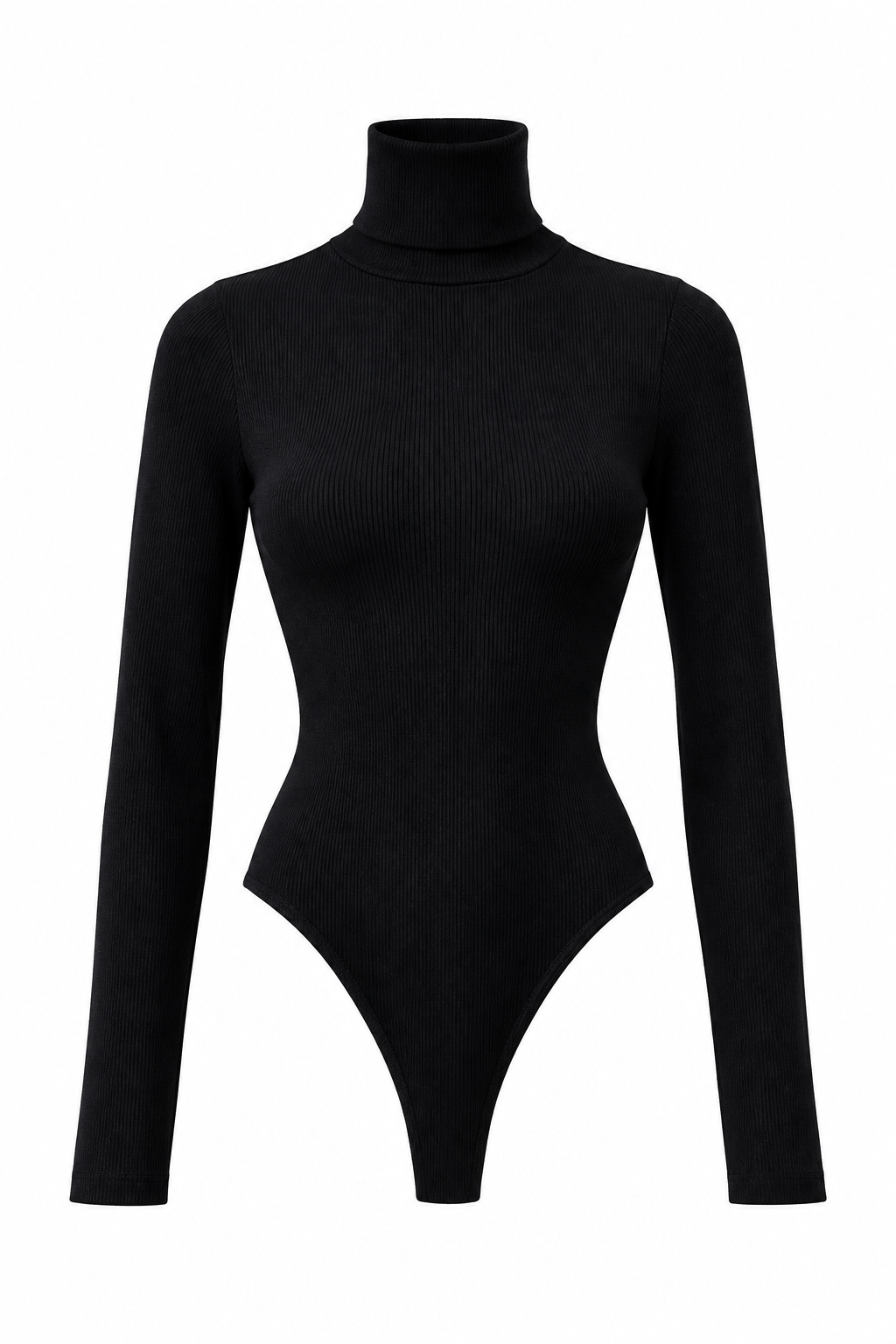 Ribbed Turtleneck Bodysuit in Cotton Marina Blanche