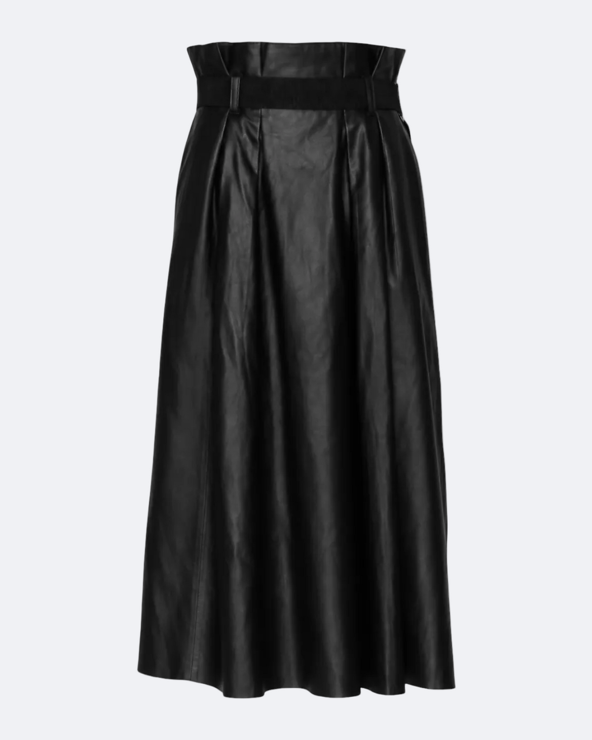 Paperbag Leather Midi Skirt Marina Blanche