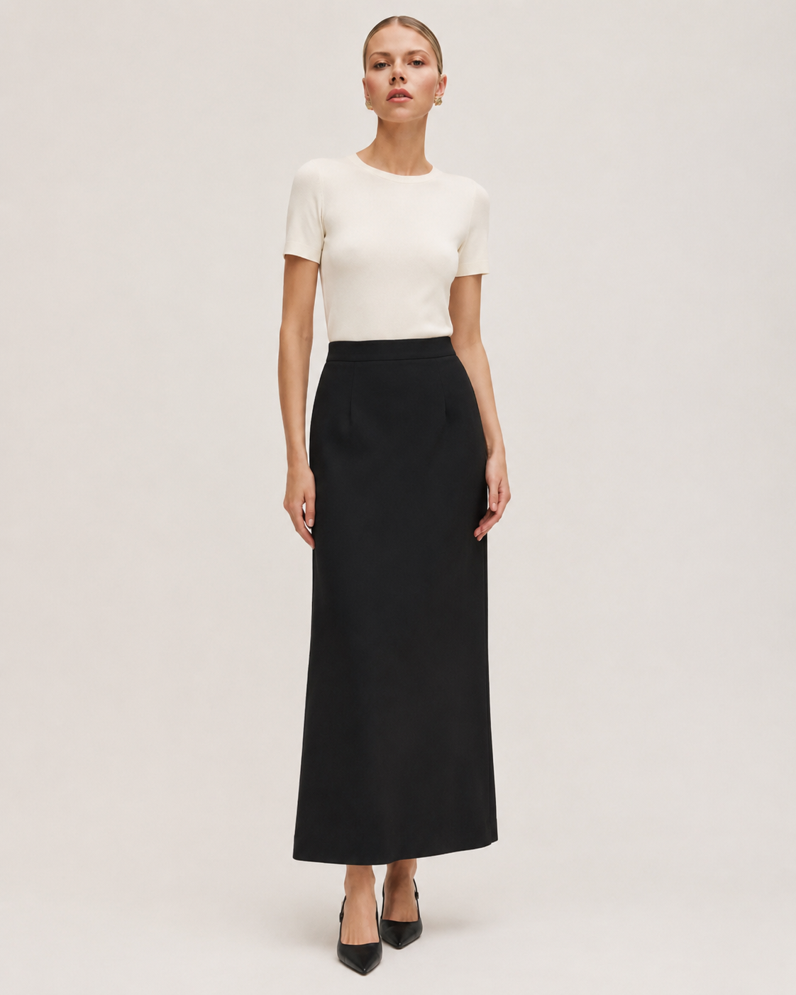 Linen-Wool Maxi Skirt – Été Marina Blanche